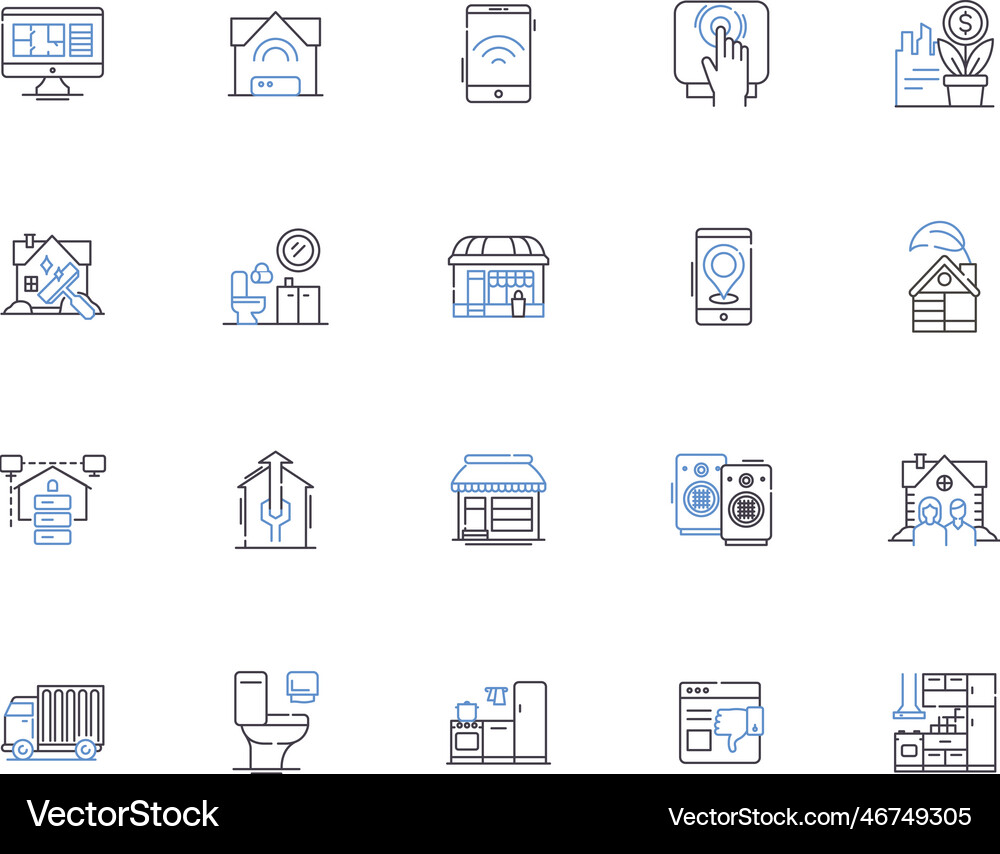 Smart home outline icons collection Royalty Free Vector