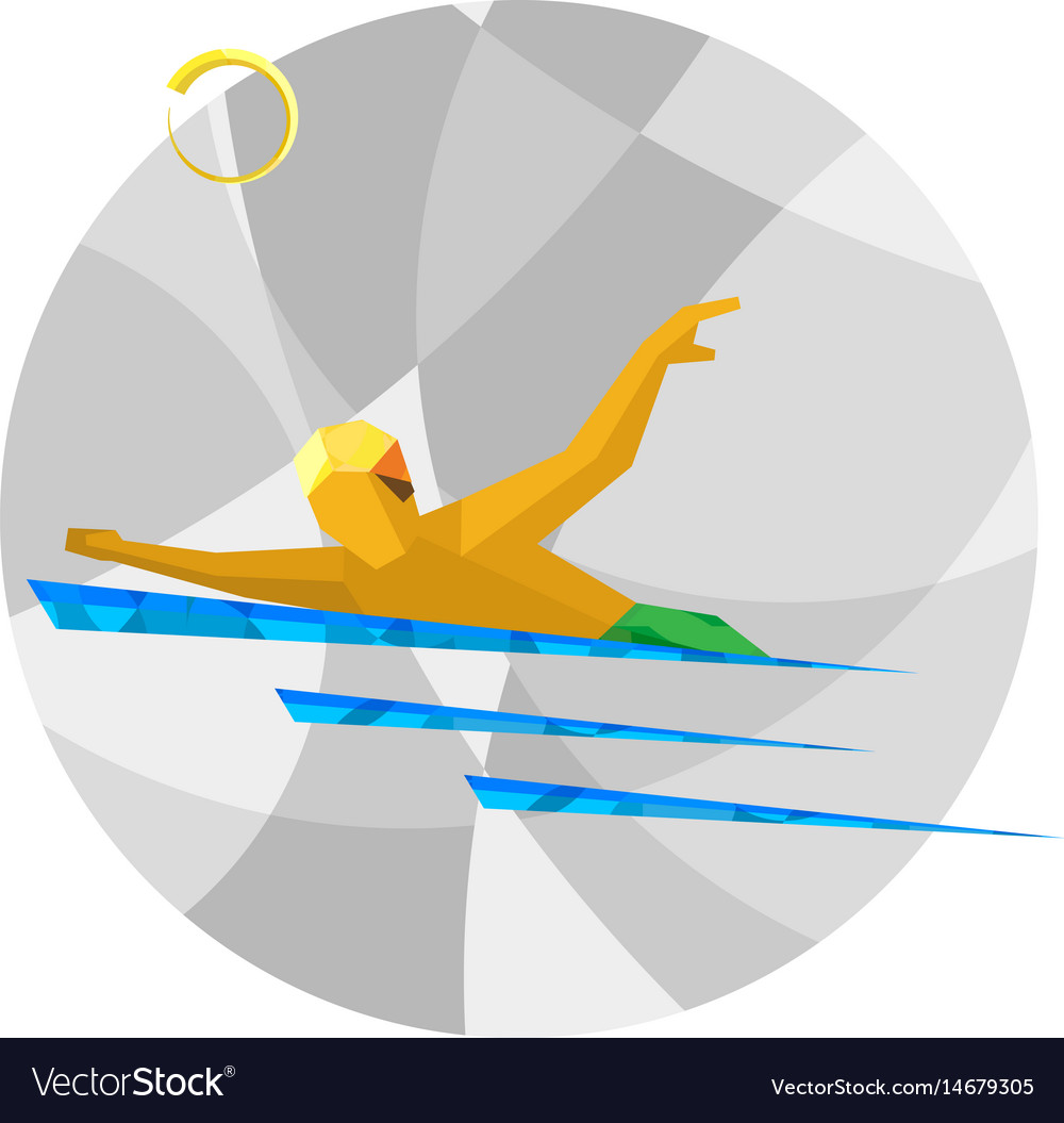 Swimmer on gray background with patterns