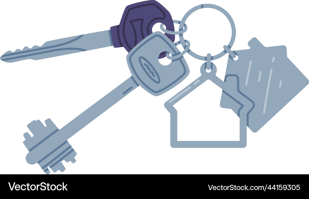 Trinket with key hanging keyring Royalty Free Vector Image