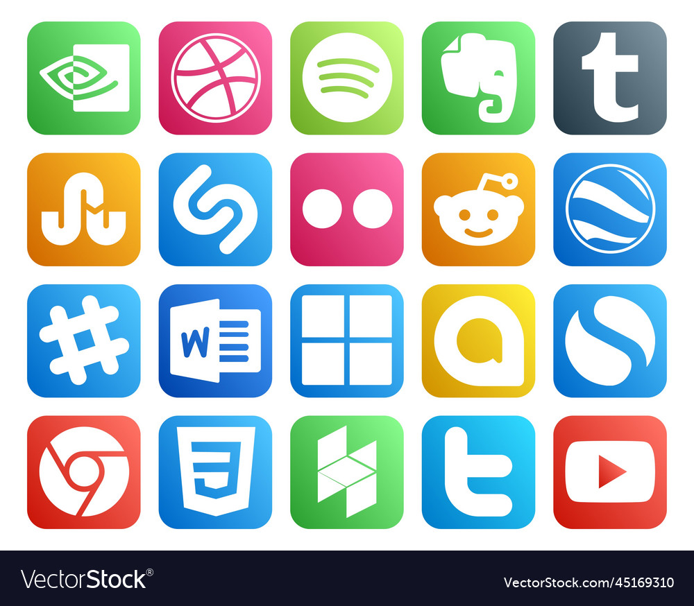 20 social media icon pack including css simple