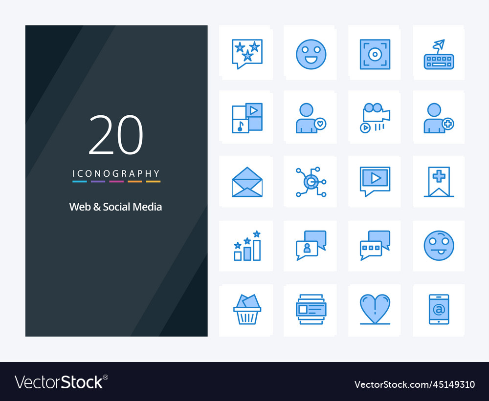 20 web and social media blue color icon