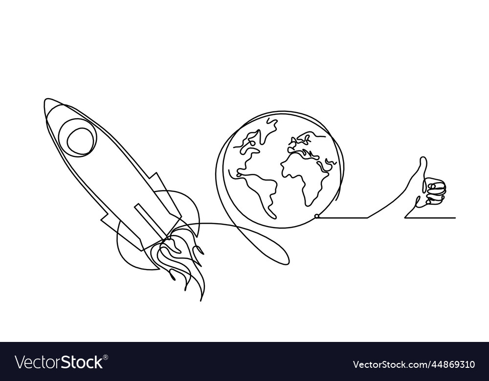 Abstract color rocket with hand as continuous