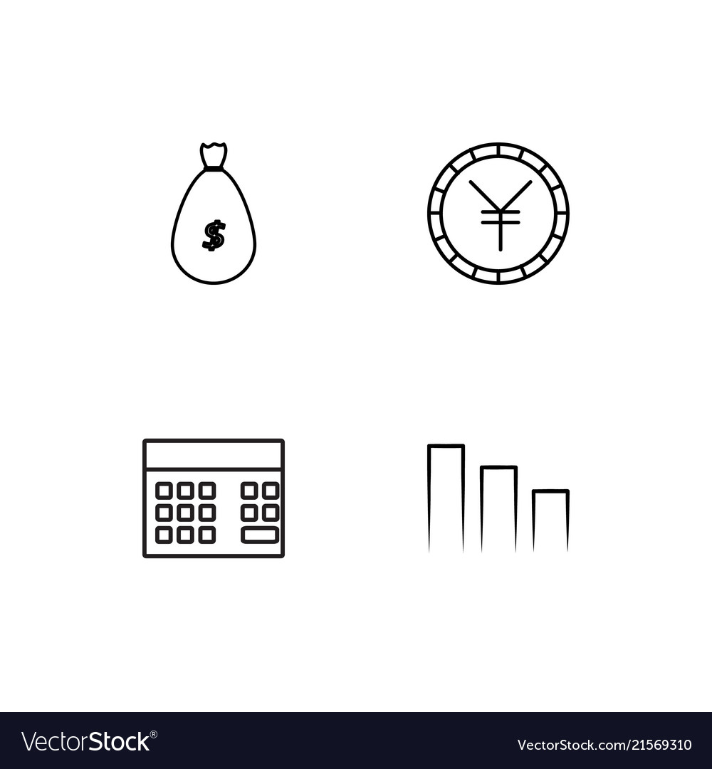 Banking linear icons set simple outline