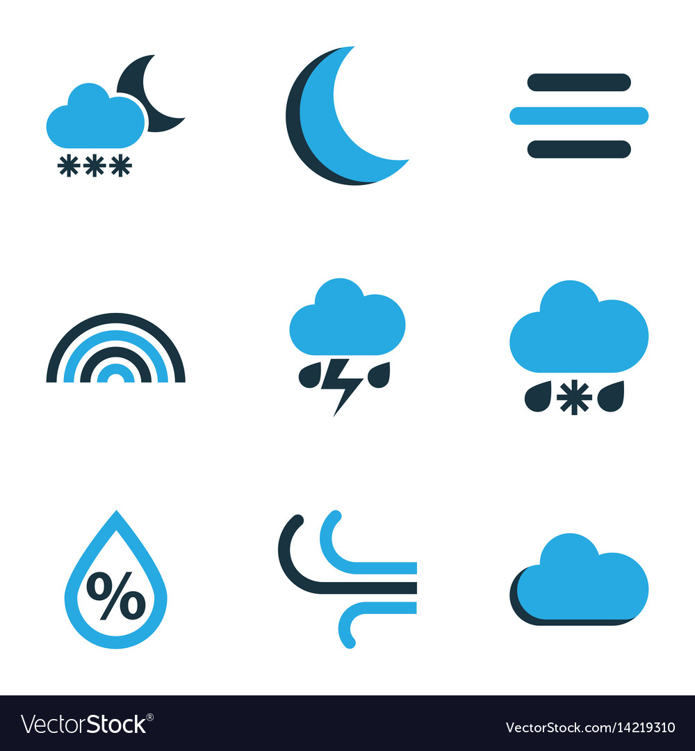 Climate colored icons set collection of arc