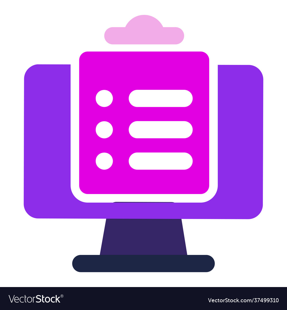 Computer icon with task clipboard flat