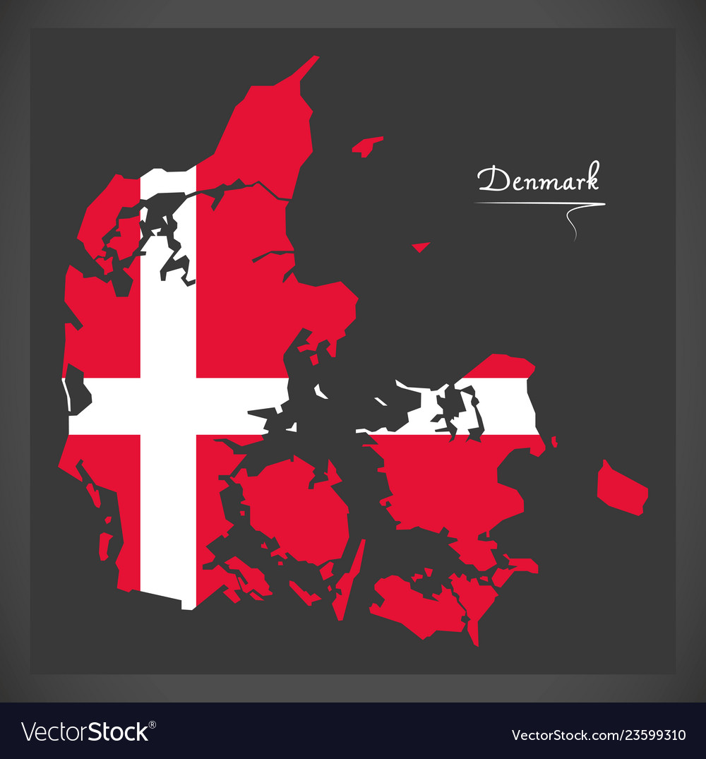 Denmark Map with Flag