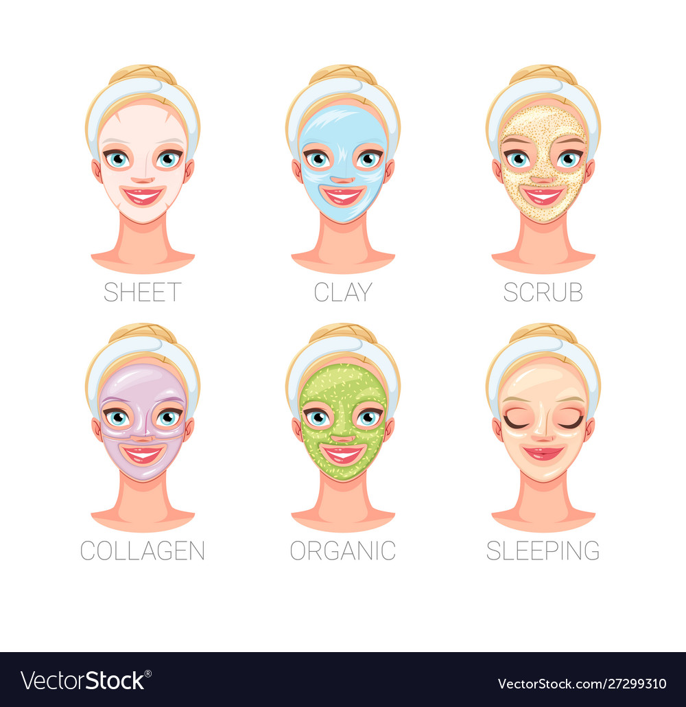 Different skincare mask types Royalty Free Vector Image
