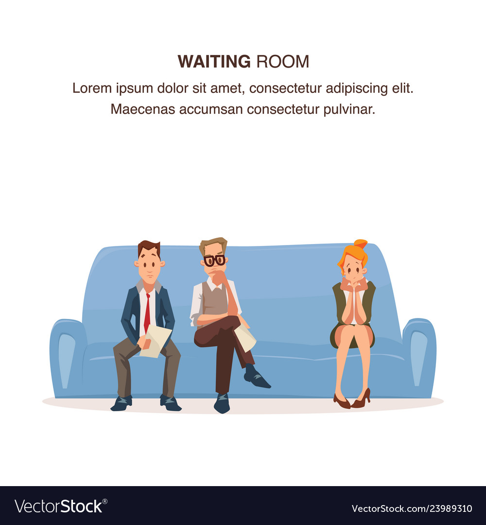 Employee sit in queue on couch waiting room