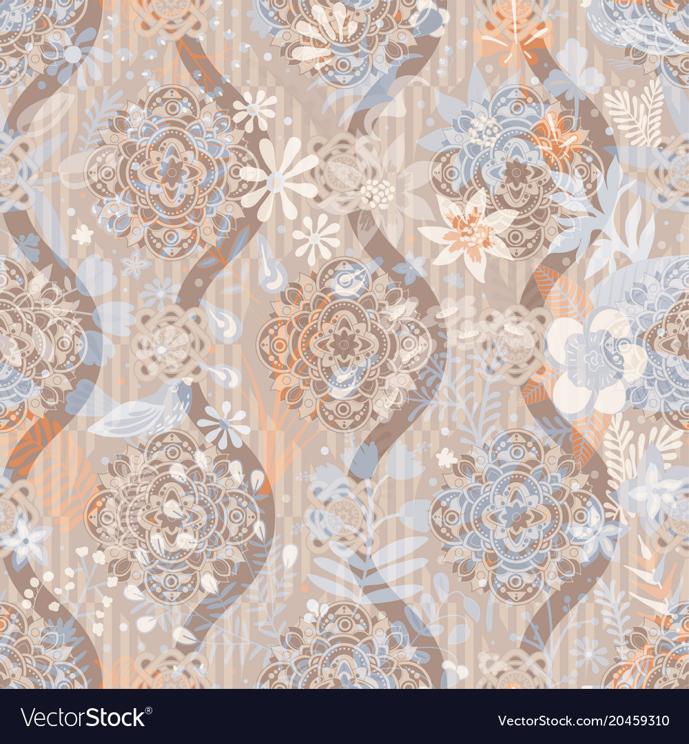 Floral vintage seamless pattern retro plants