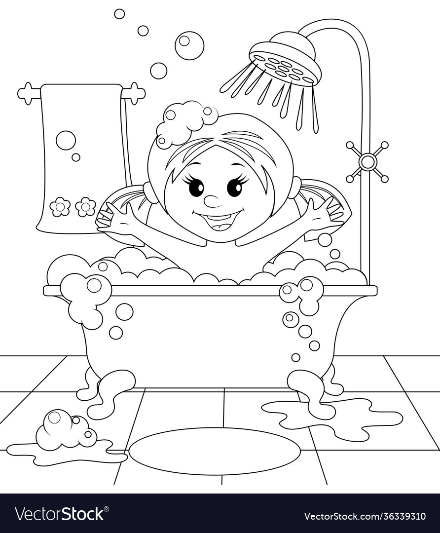 Girl in bathroom Royalty Free Vector Image - VectorStock