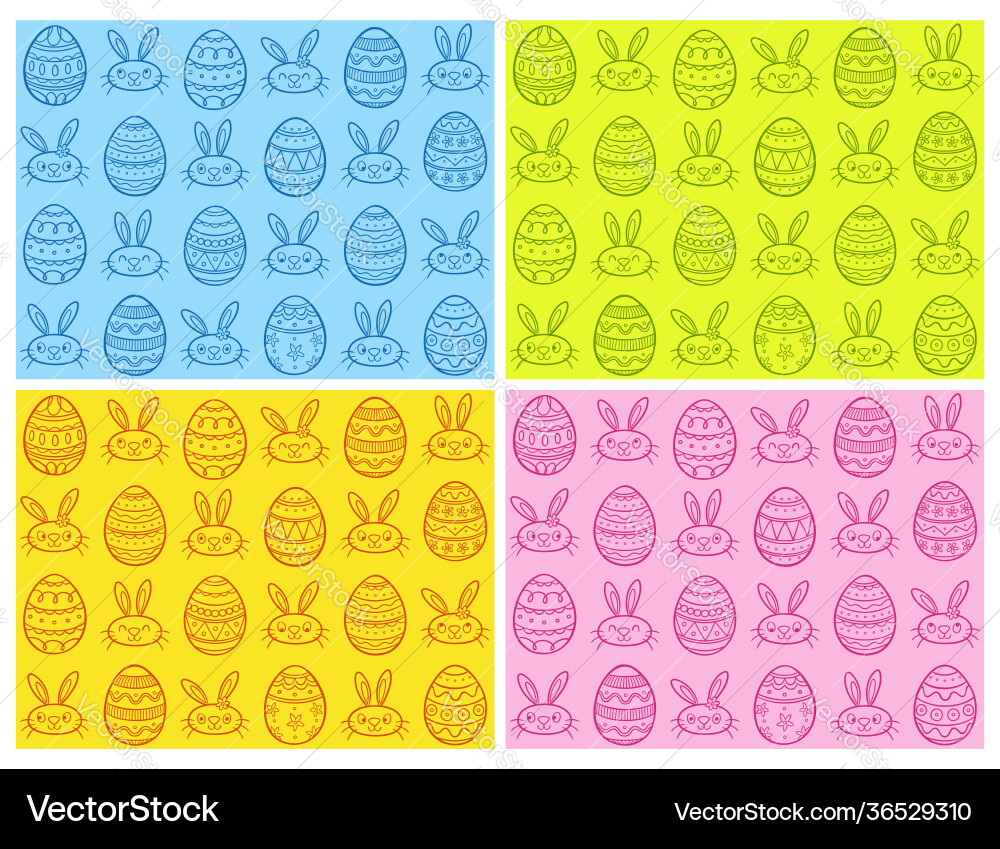 Hand drawn easter eggs seamless pattern set Vector Image