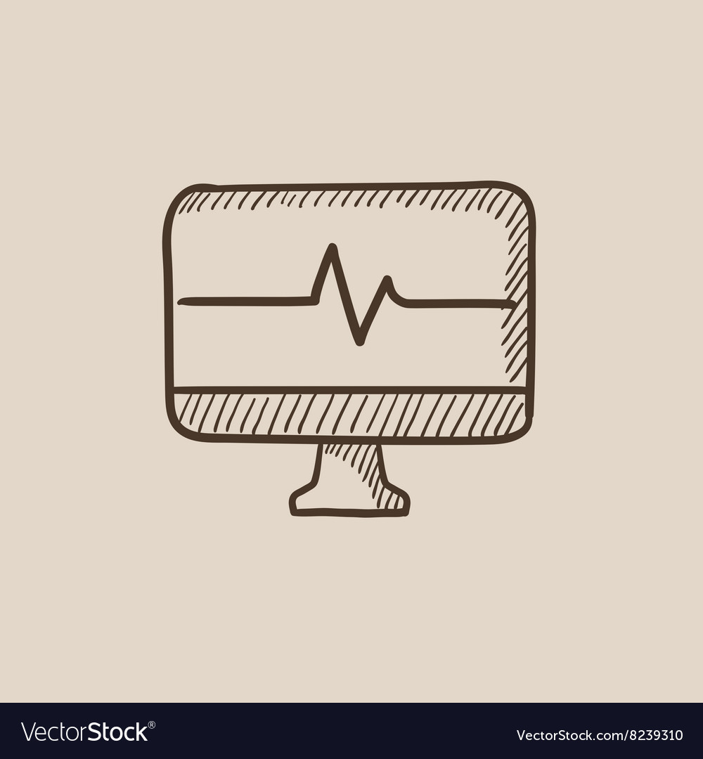 Heart beat monitor sketch icon