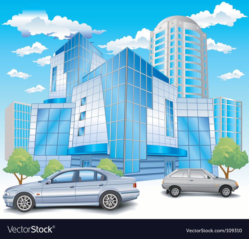 Modern Building with Parking Lot