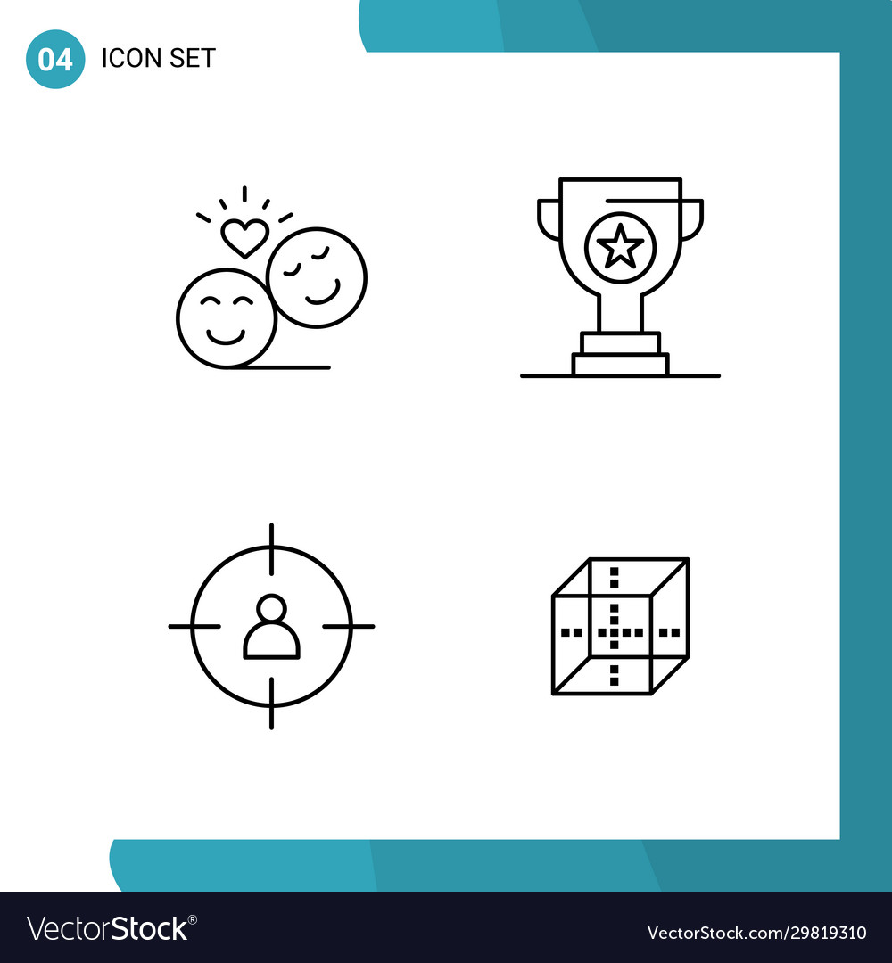 Pack 4 outline symbols line style icon set