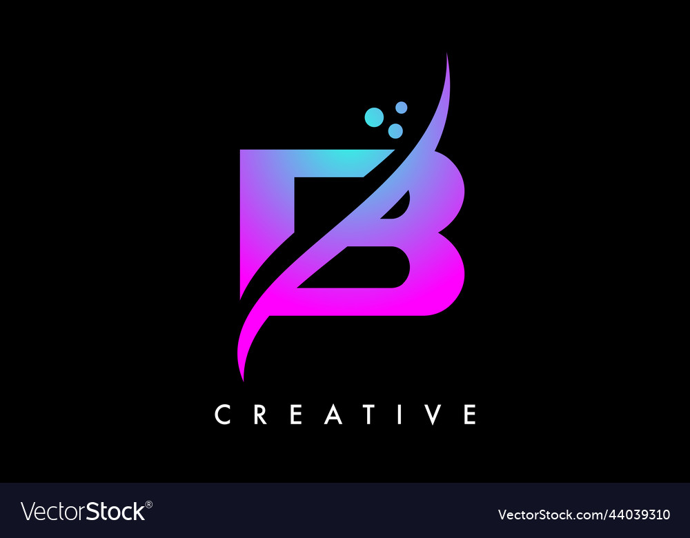 Purple Blue B Letter Logo Design With Elegant Vector Image