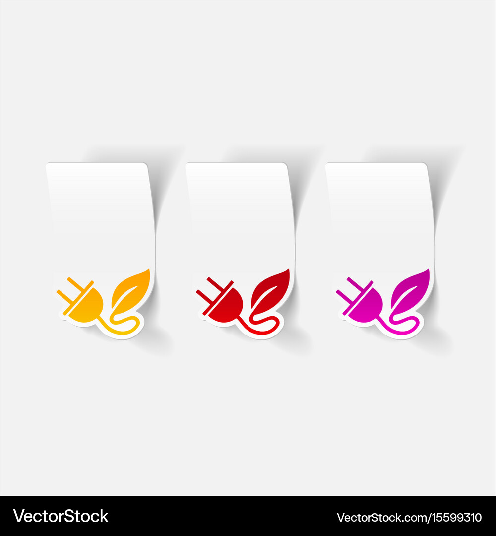 Realistic design element eco plug leaf Royalty Free Vector