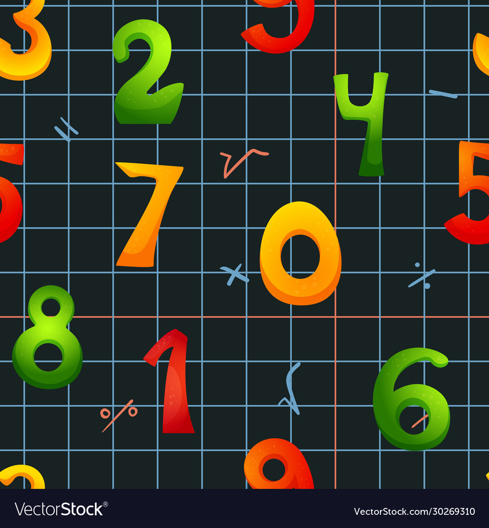 Seamless pattern cartoon colored numbers