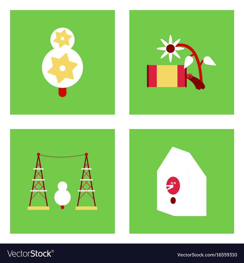 Set of modern eco system icons in flet style