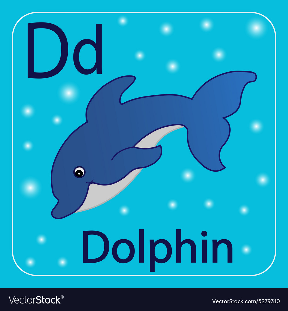 The letter of the English alphabet D Blue Dolphin Vector Image