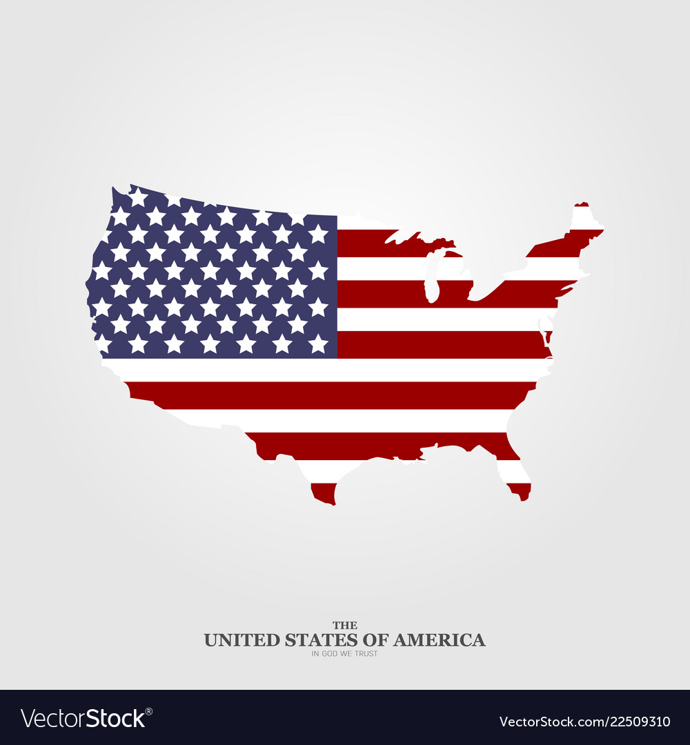 USA Flag Flat Style Map