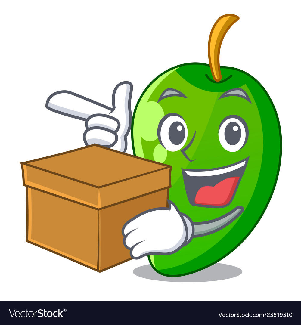 With box green mango slices in the character