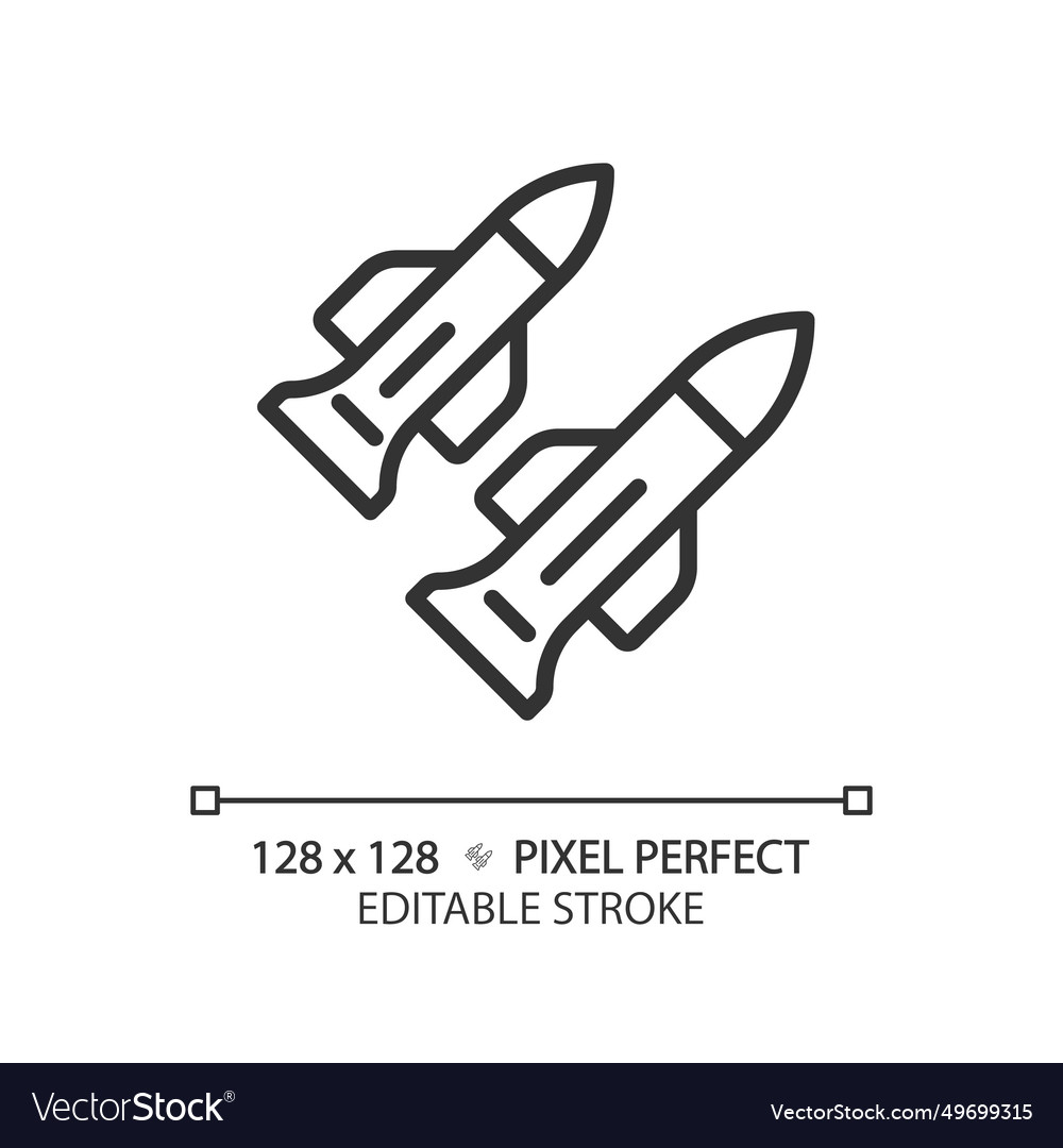 2d Thin Line Pixel Perfect Simple Black Missile Vector Image