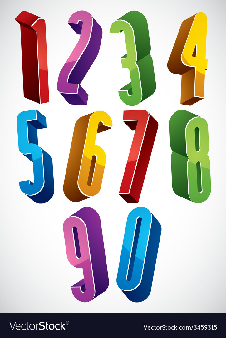 3d extra tall numbers set made with round shapes