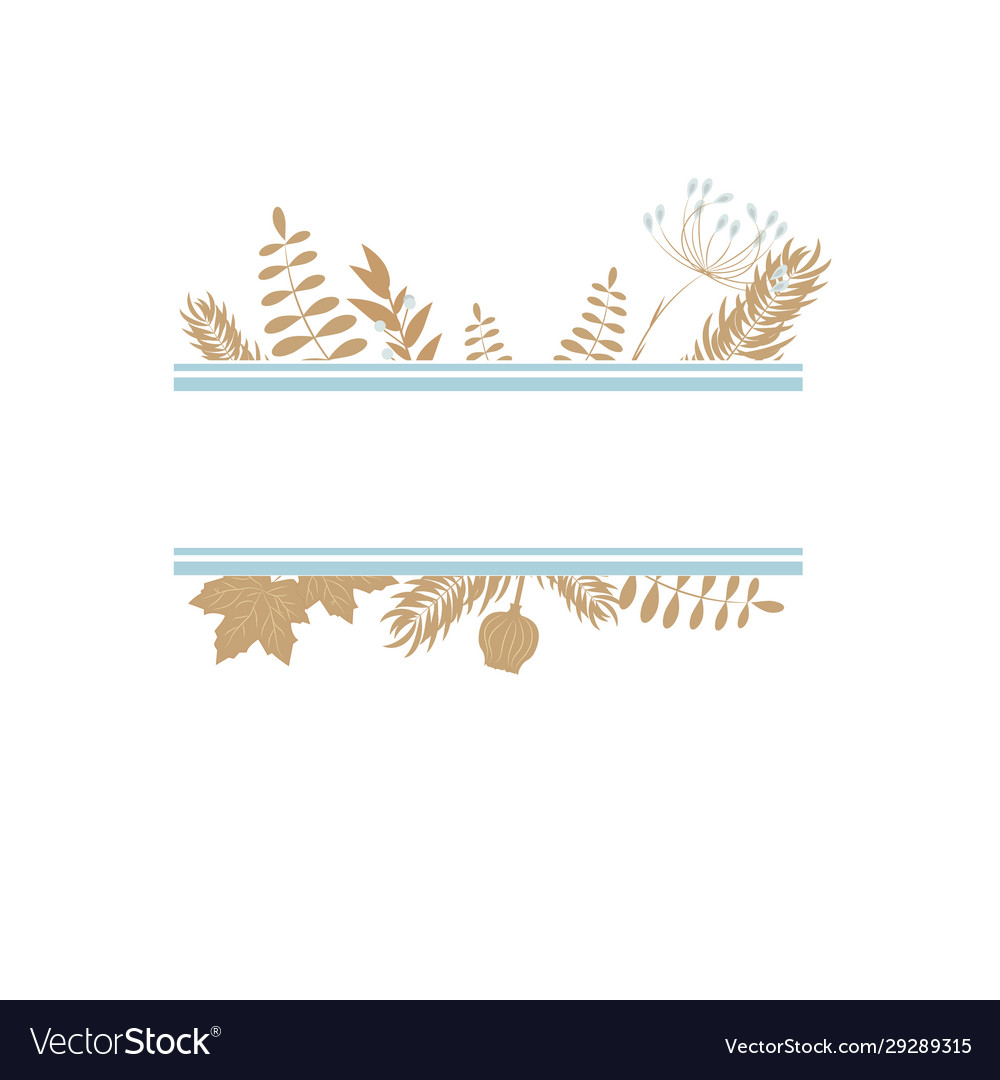 Blue line frame with brown plant