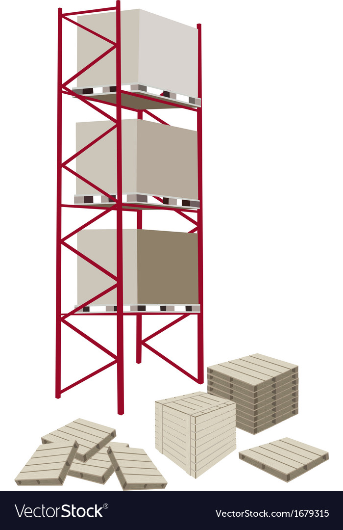 Cargo shelf in a warehouse with crates