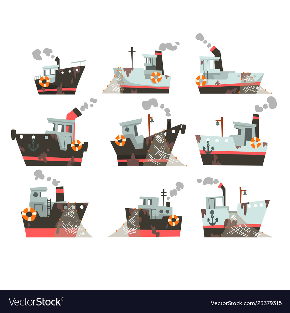 Collection fishing boats trawlers