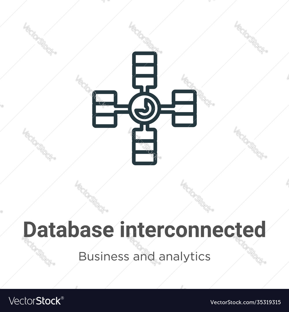 Database interconnected outline icon thin line
