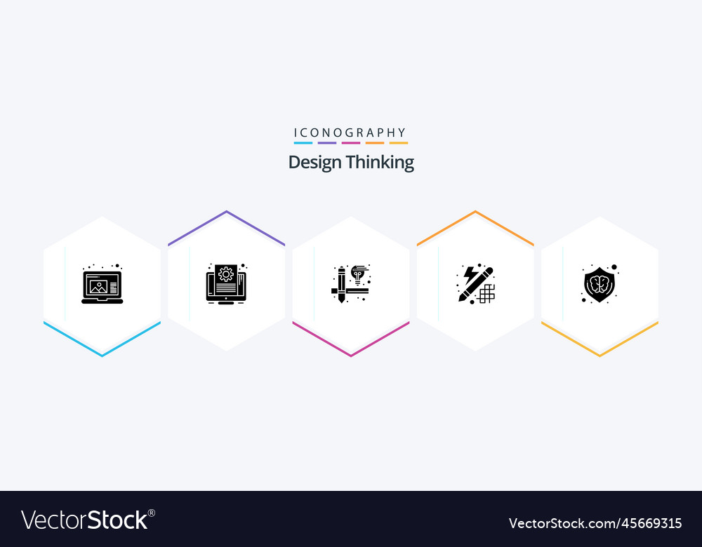 Design thinking 25 glyph icon pack including