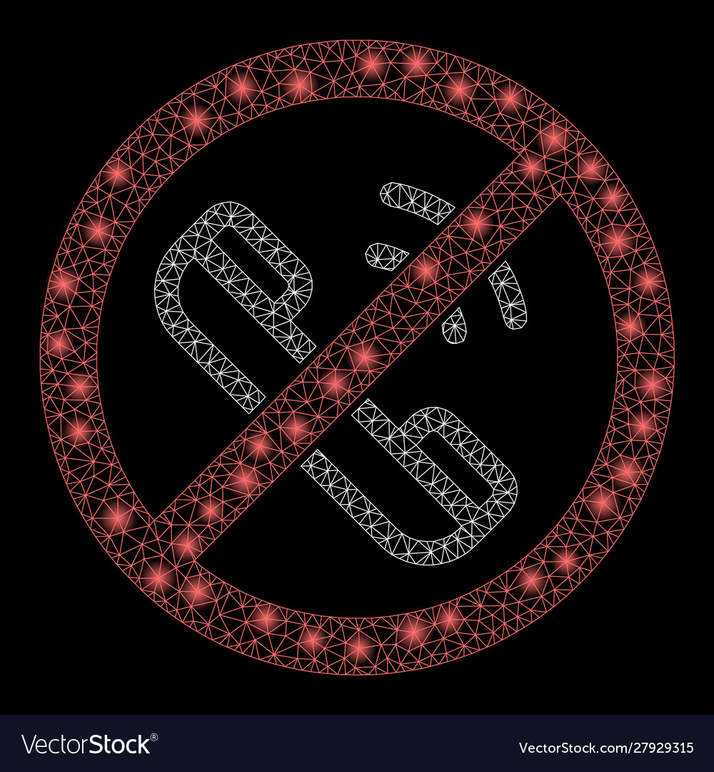 Glowing mesh network no phone calls with flare vector image Glowing mesh network no phone calls with flare
