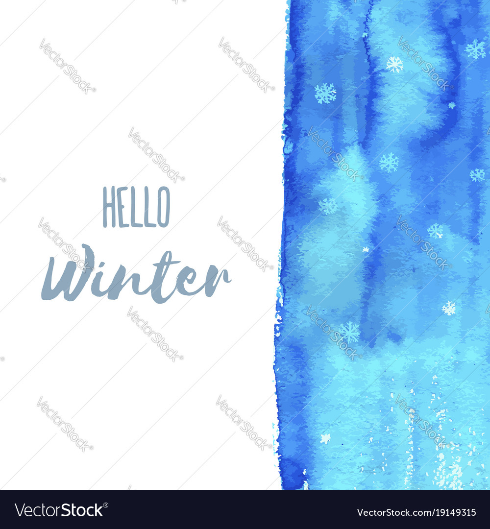 Hello winter hand paint blue watercolor texture