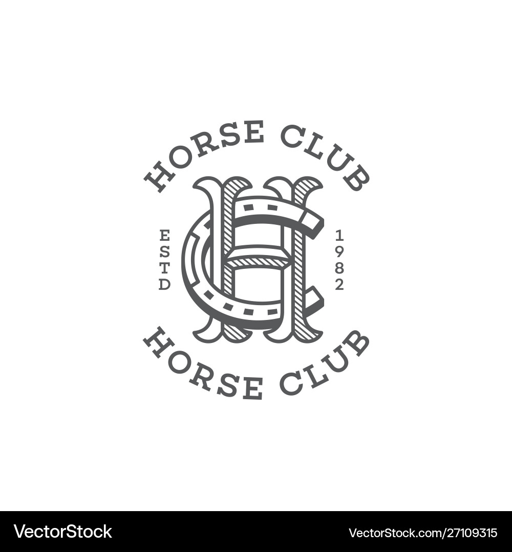 Horse club monogram Royalty Free Vector Image VectorStock