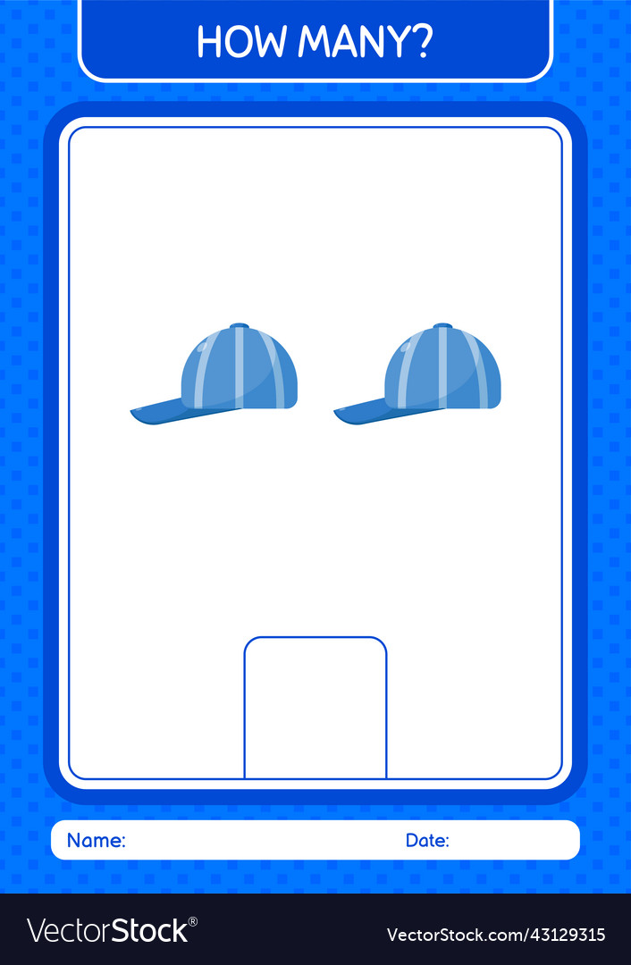 How many counting game with cap worksheet vector image How many counting game with cap worksheet