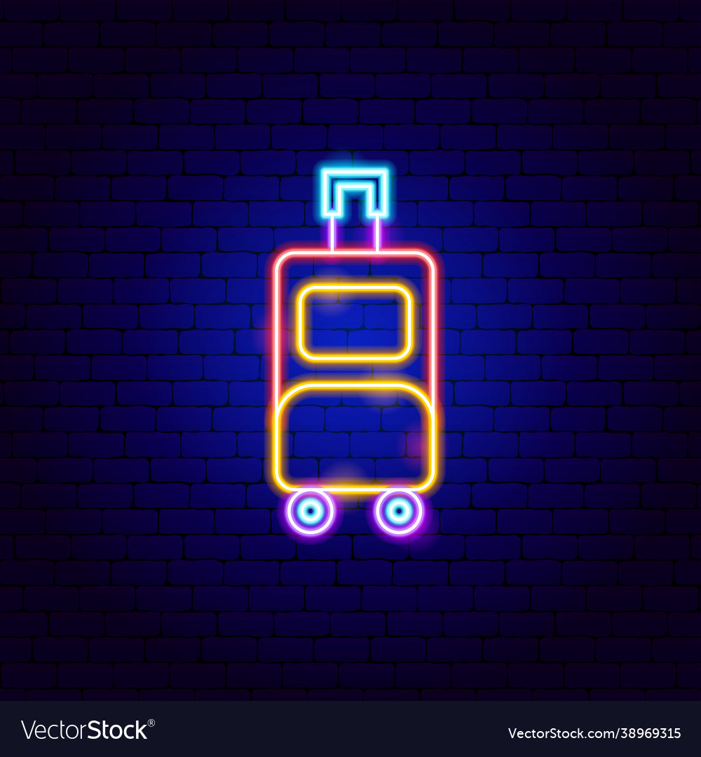 Luggage neon sign Royalty Free Vector Image - VectorStock