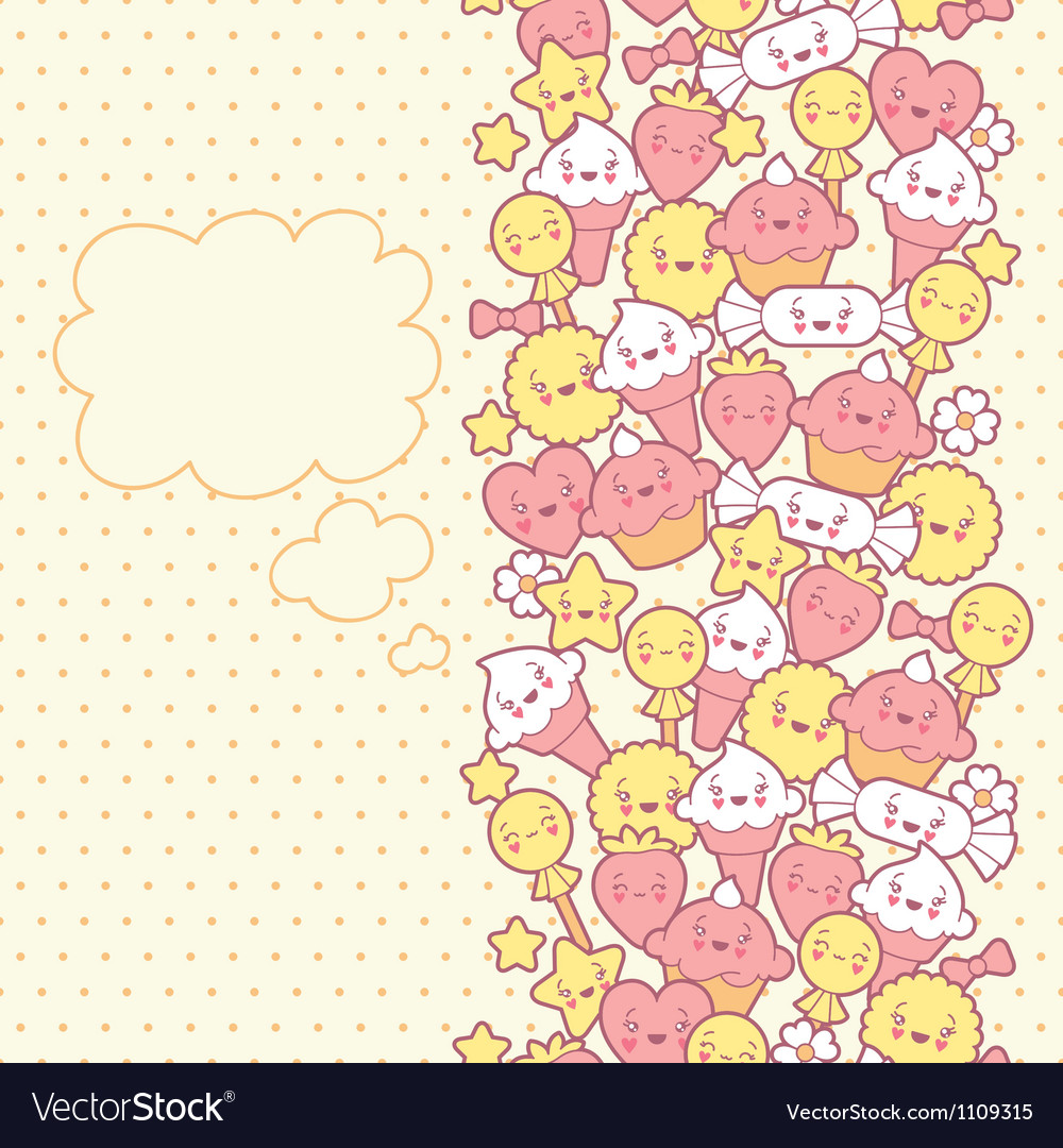 Seamless kawaii pattern with cute cakes