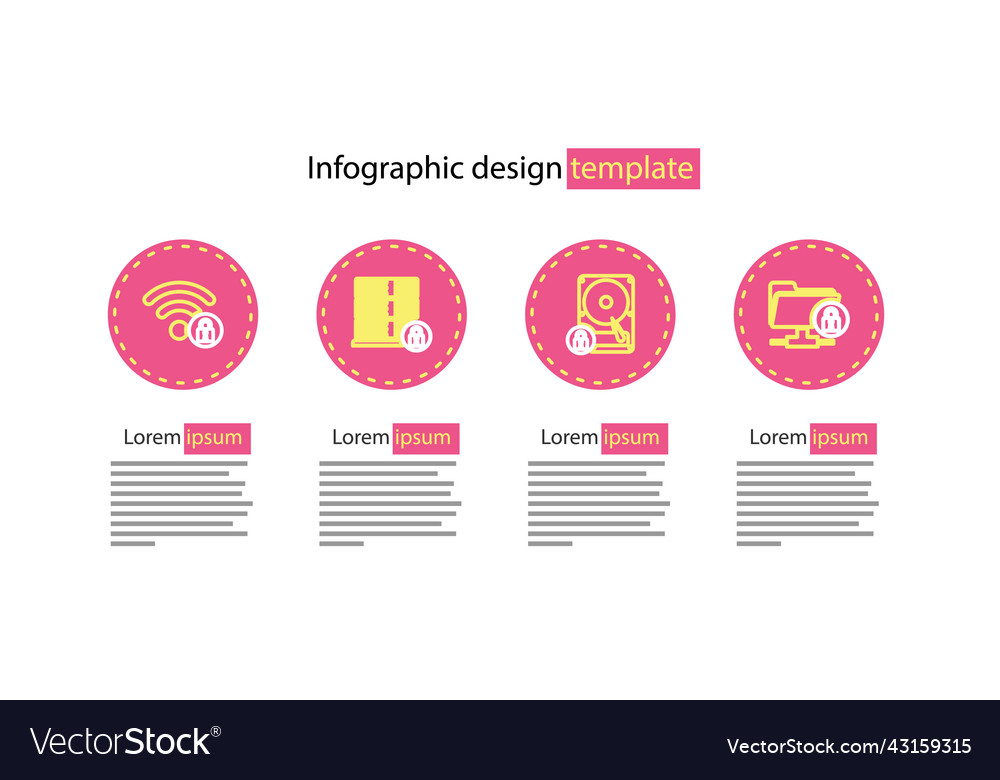 Set line hard disk drive and lock ftp folder Vector Image Set line hard disk drive and lock ftp folder