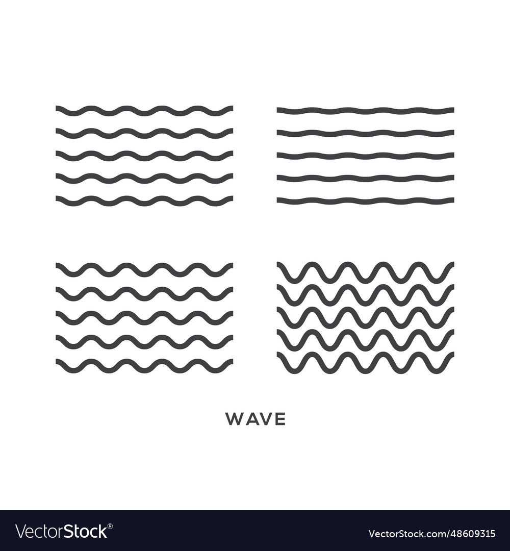 Set of line water waves icon isolated