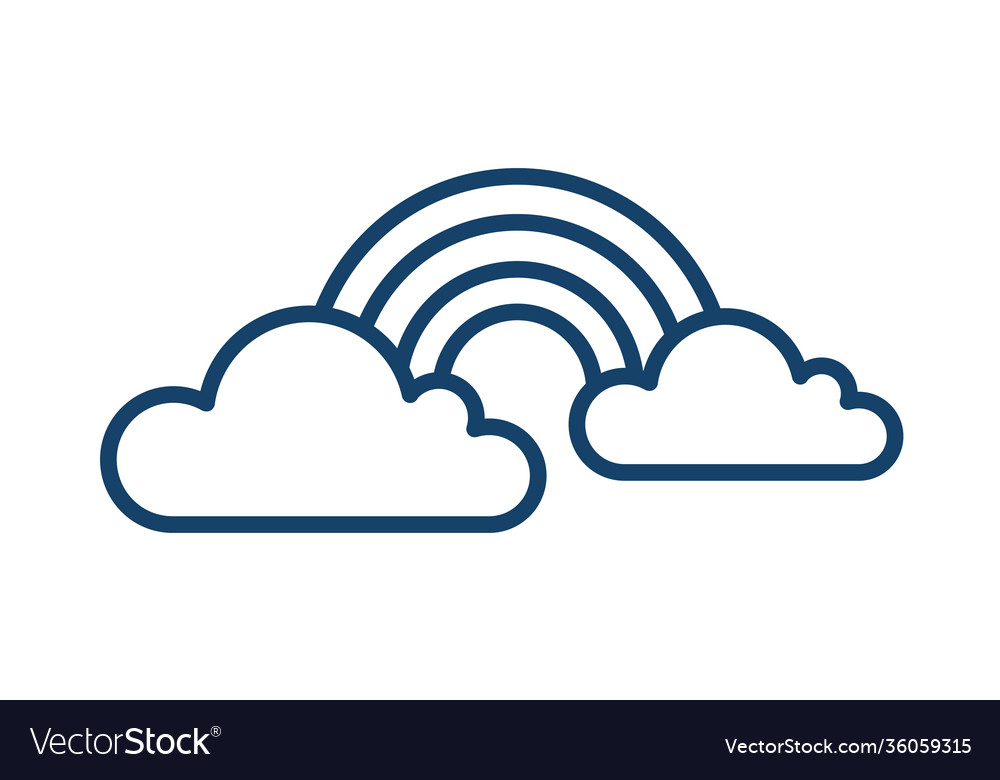 Simple weather icon with rainbow between two