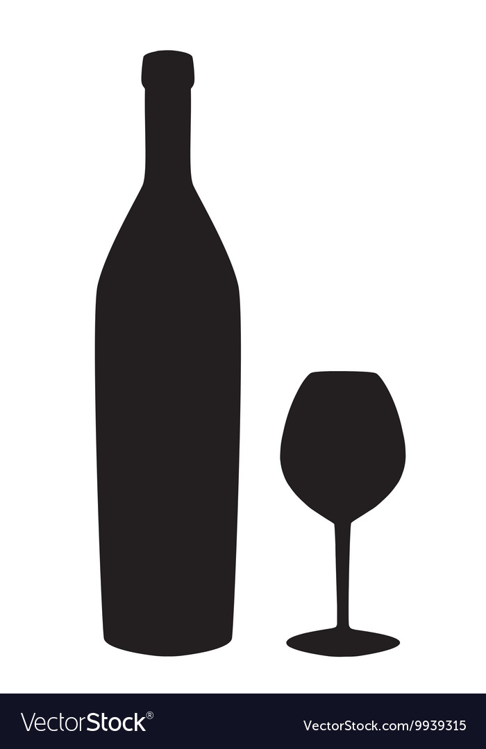 Wine Bottle and Glass Silhouette