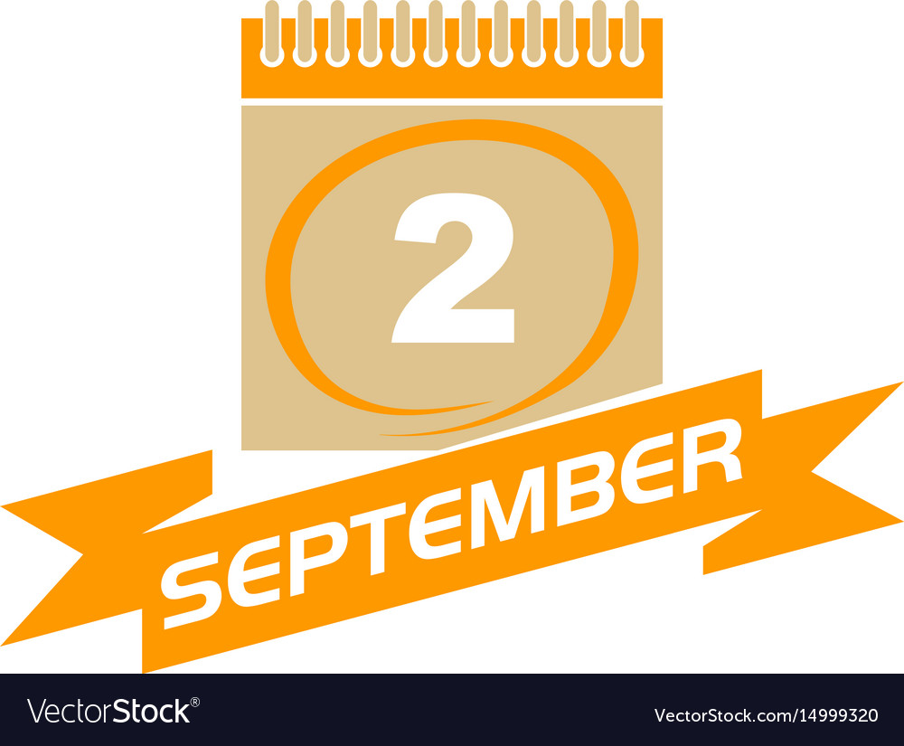 2 september calendar with ribbon Royalty Free Vector Image