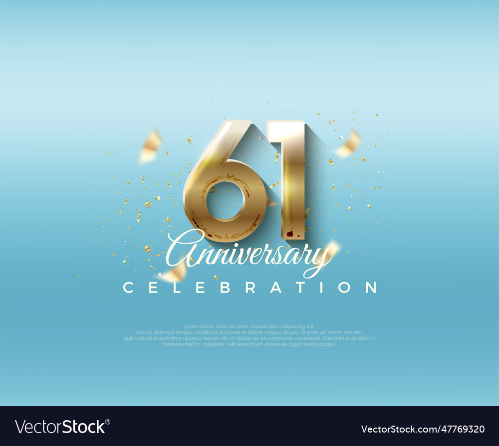 61st anniversary number with elegant Royalty Free Vector