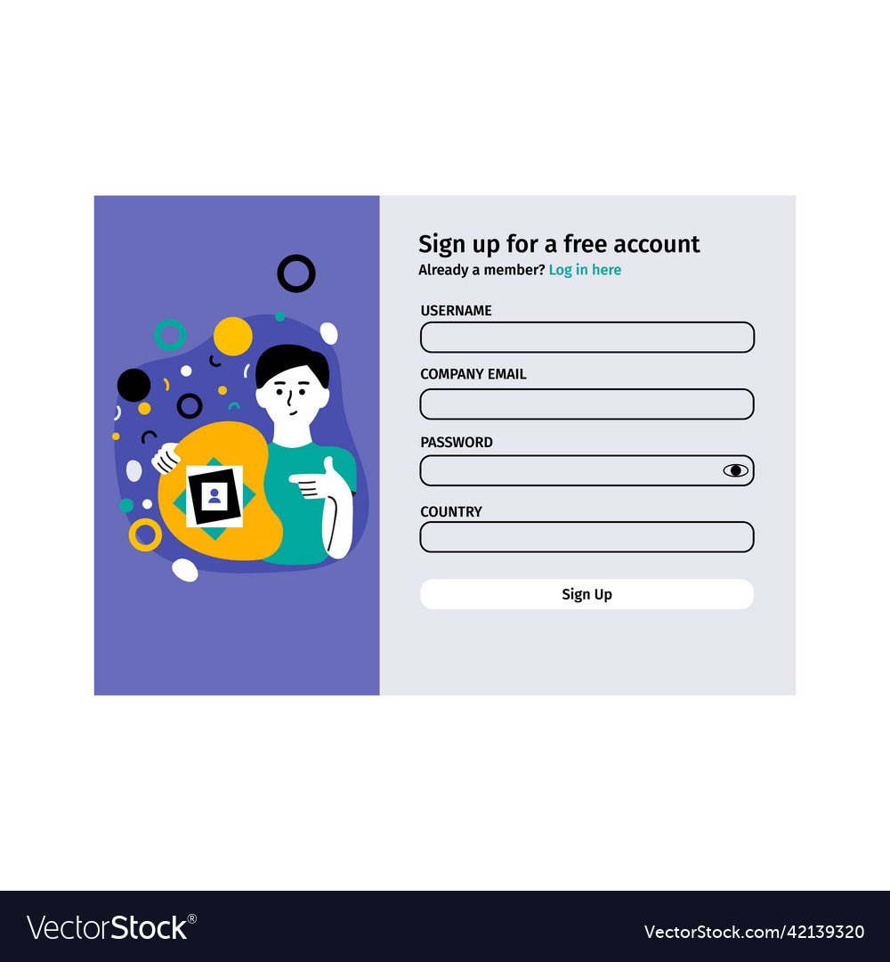 Account login and password form page on screen Vector Image Account login and password form page on screen