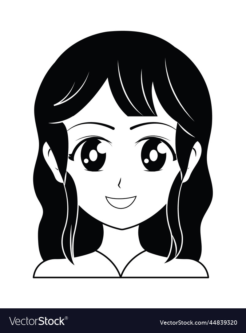 Anime girl smiling Royalty Free Vector Image - VectorStock