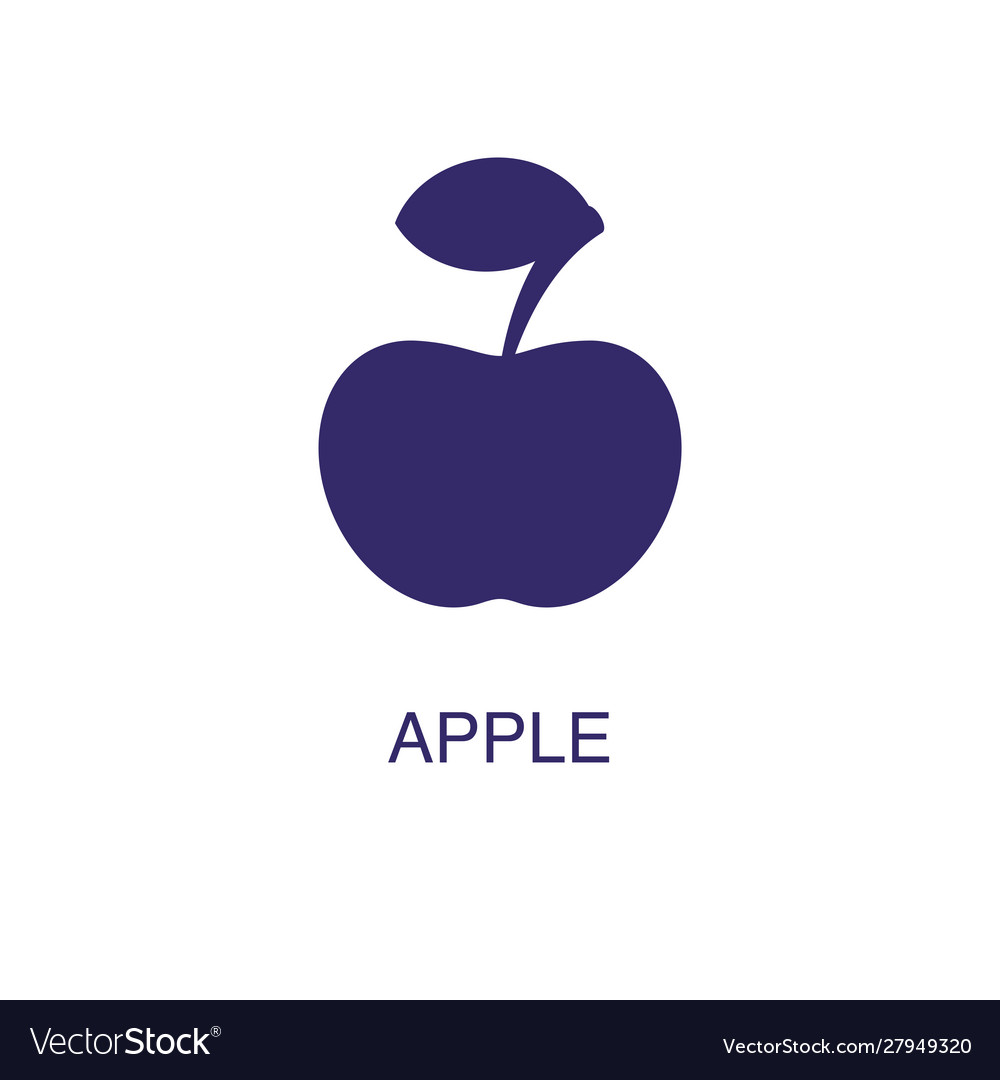 Apple element in flat simple style on white