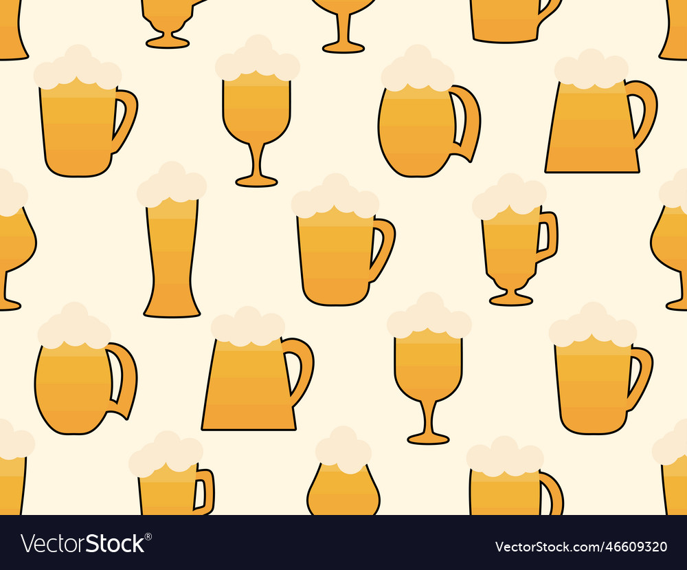 Beer mug seamless pattern with foam Royalty Free Vector