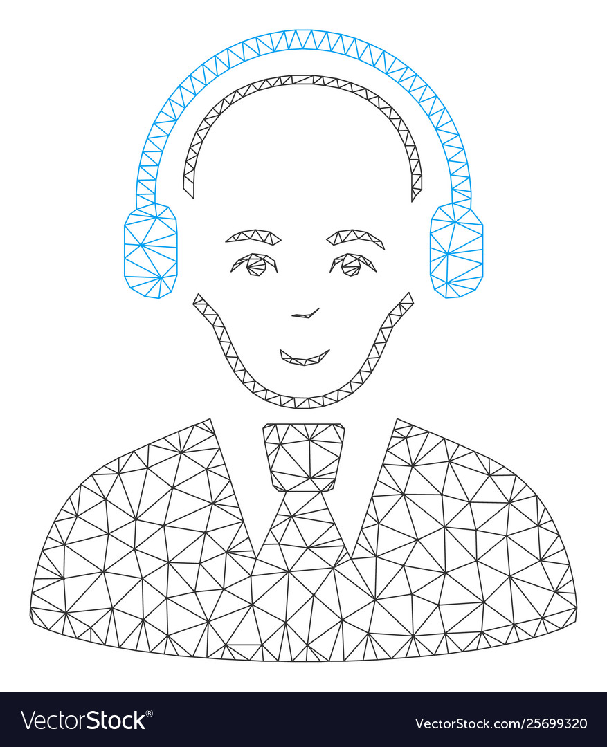 Call center worker polygonal frame mesh vector image Call center worker polygonal frame mesh