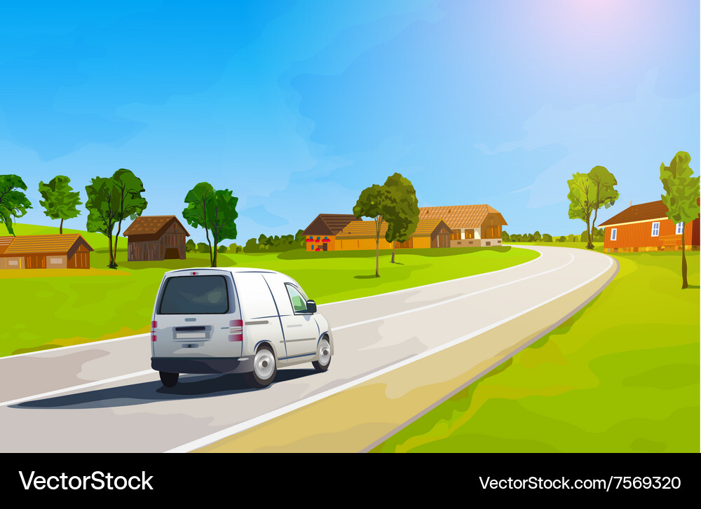 Car travel at countryside Royalty Free Vector Image